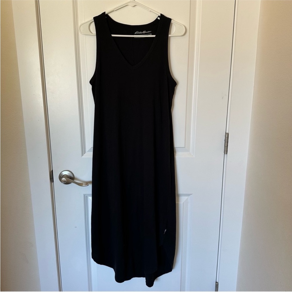 Summer Black Cotton Active Casual Athleisure Midi Dress | Eddie Bauer